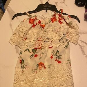 Floral Off-Shoulder Dress with Lace Details